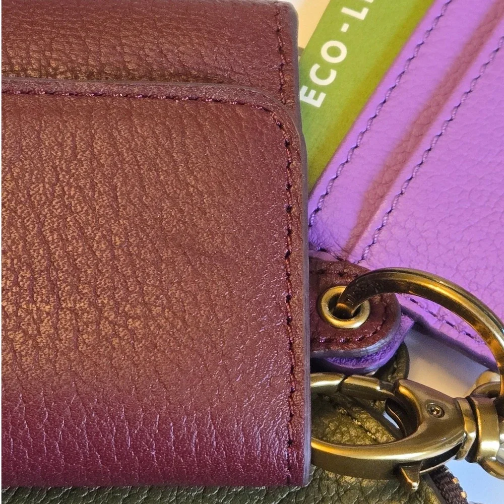 Fossil Leather Wristlet Wallet Coin Purse Card Holder Set NWT